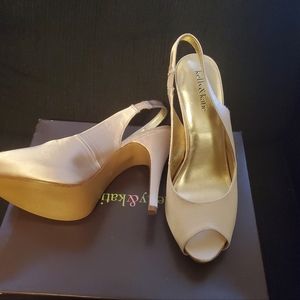Brand new satin slingbacks, never worn!